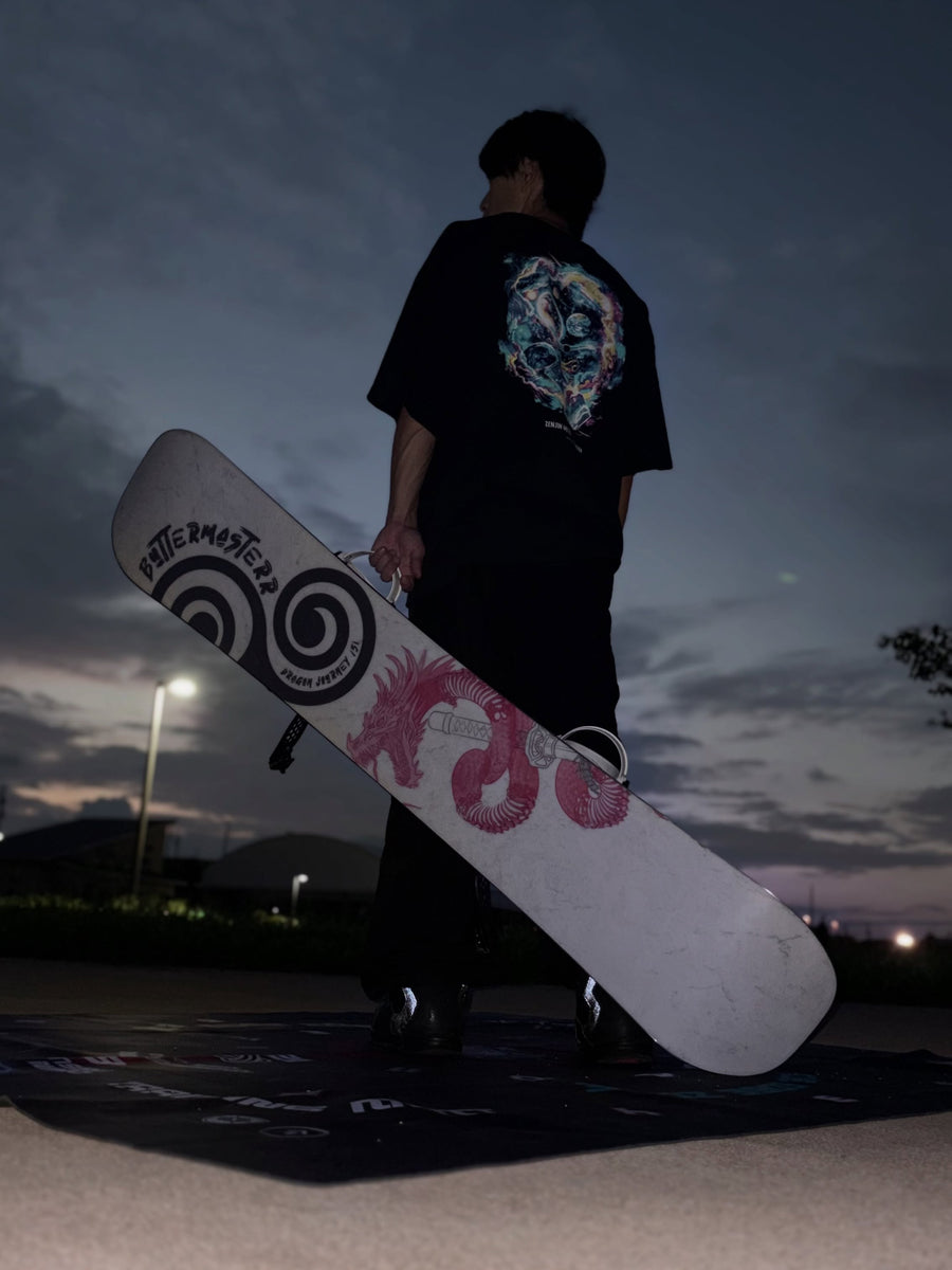 Junya Miura with a Dragon Journey snowboard